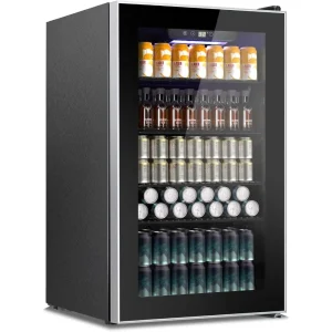 Beverage Refrigerator and Cooler, 130 Can, Refrigerator with 4 Shelves